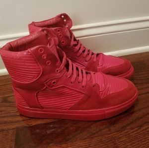 Balenciaga High Top Sneakers Red  Leather